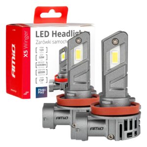 Amio H8/H9/H11 12V 50W 6.000K 4200LM CSP LED CAN-BUS SERIES X5 WINGER 2ΤΕΜ. AMIO