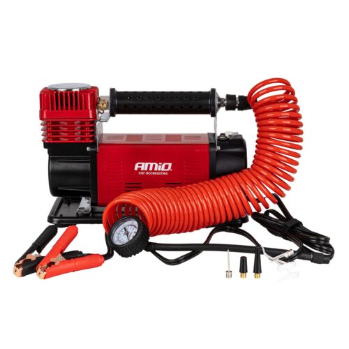 Amio Amio – Κομπρεσέρ Αέρα Αυτοκινήτου Heavy Duty ACOMP-24 12V 600W 160l/min έως 10bar με Βαλίτσα & Ακροφύσια για Γρήγορο Φούσκωμα – 1 Τεμ. (04398/AM)
