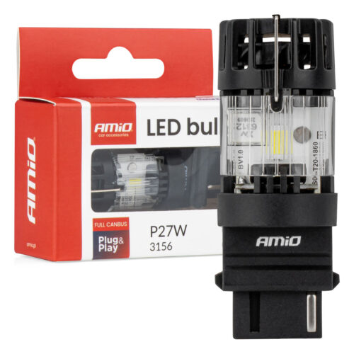 Amio Amio – LED CSP P27W 3156 Καρφωτό 12V 66W 4800lm 6500K Full CANBUS για Όπισθεν & Ισχυρό Φως – 1 Τεμ. (04690/AM)