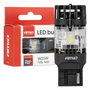 Amio Amio – LED CSP T20S W21W 7440 Καρφωτό 12V 66W 4800lm 6500K Full CANBUS για Όπισθεν & Ισχυρό Φως – 1 Τεμ. (04686/AM)