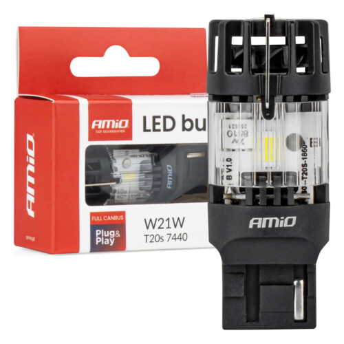 Amio Amio – LED CSP T20S W21W 7440 Καρφωτό 12V 66W 4800lm 6500K Full CANBUS για Όπισθεν & Ισχυρό Φως – 1 Τεμ. (04686/AM)