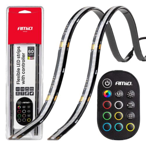 Amio Amio – Ταινία LED RGB 12V 2x30cm Flexible με Τηλεχειριστήριο για Πολύχρωμο Εσωτερικό Φωτισμό & Easy Control – Σετ 2 Τεμ. (04579/AM)