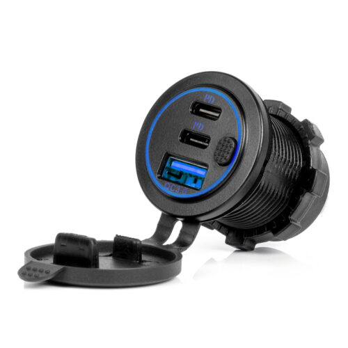 Amio Amio – Φορτιστής Αναπτήρα 12/24V 2xUSB-C + USB QC3.0 για Ταχεία Φόρτιση & Ασφαλή Χρήση με LED – 1 Τεμ. (04596/AM)