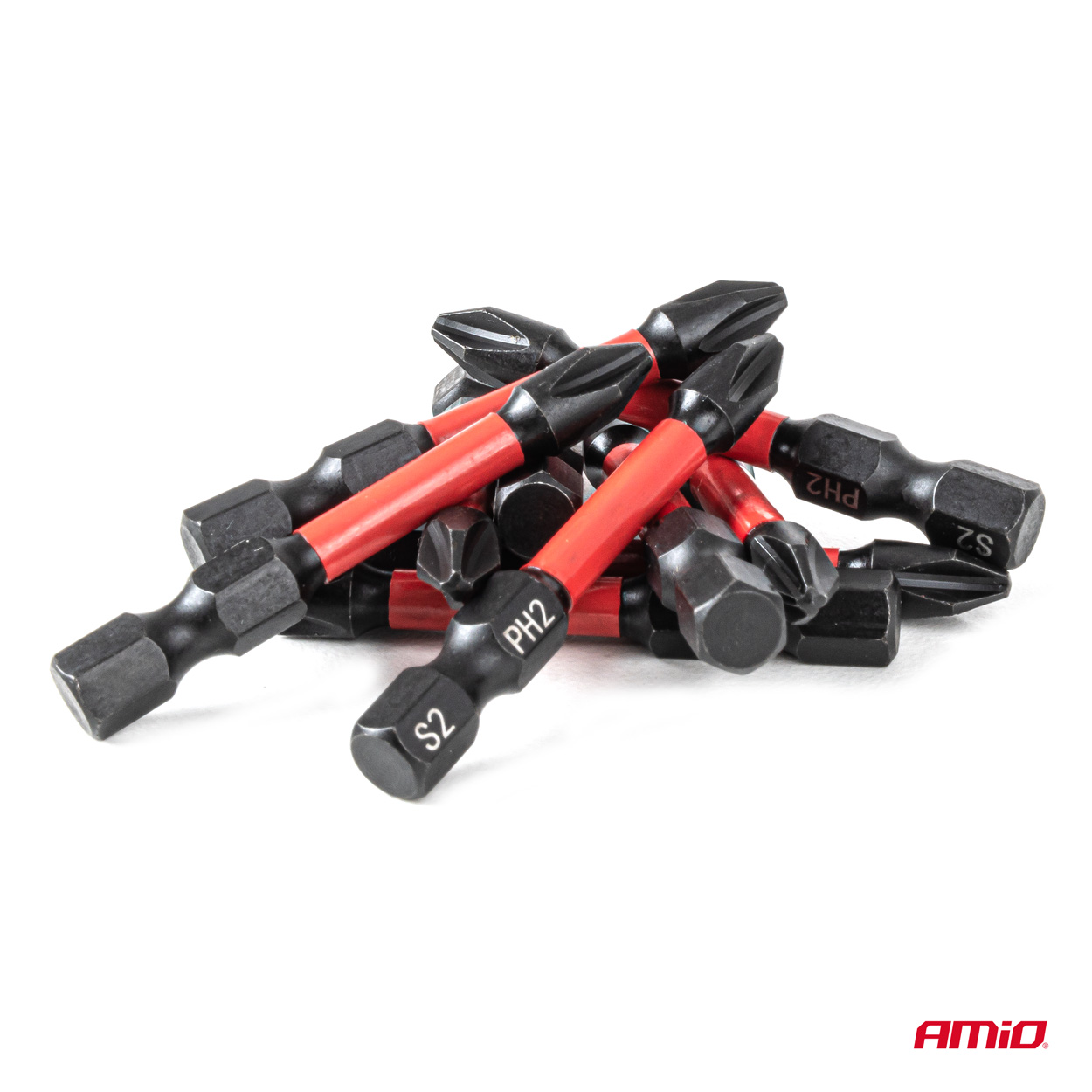 Amio Amio – Μύτες Στρέψης Torsion PH2 HEX 1/4" 50mm Heavy Duty για Σταθερή Τοποθέτηση Εργαλείου & Καθημερινή Χρήση – Σετ 10 Τεμ. (04784/AM) - Image 2