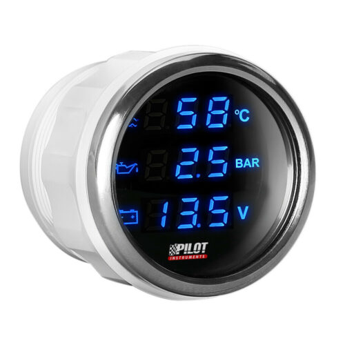 Lampa ΜΑΝΟΜΕΤΡΟ 3 ΣΕ 1 ΨΗΦΙΑΚΟ ΜΑΥΡΟ ΜΕ ΛΕΥΚΟ ΦΩΣ BLACK DIGITAL SERIES 9-32V 52mm