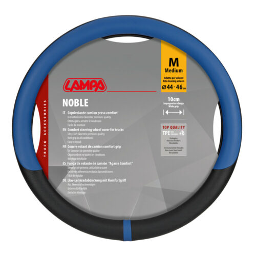 Lampa Lampa – Κάλυμμα Τιμονιού Φορτηγού NOBLE από Skeentex M 44-46εκ. Άοσμο Μαλακό αντιολισθητικό εύκολη τοποθέτηση φαρδιά λαβή 10εκ. Μαύρο / Μπλε – 1 τεμ. (L9708.5)