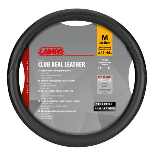 Lampa Lampa – Κάλυμμα Τιμονιού Φορτηγού Club γνήσιο δέρμα M 44-46εκ. Άοσμο Μαλακό εύκολη τοποθέτηση φαρδιά λαβή 10εκ. Μαύρο – 1 τεμ. (L9716.4)
