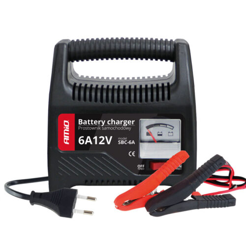 Amio Amio – Φορτιστής Μπαταρίας 12V 6A για αξιόπιστη φόρτιση μπαταριών 20-80Ah με προστασία υπερφόρτωσης και ένδειξη κατάστασης φόρτισης για ασφαλή και εύκολη χρήση – 1 Τεμ. (02085/AM)