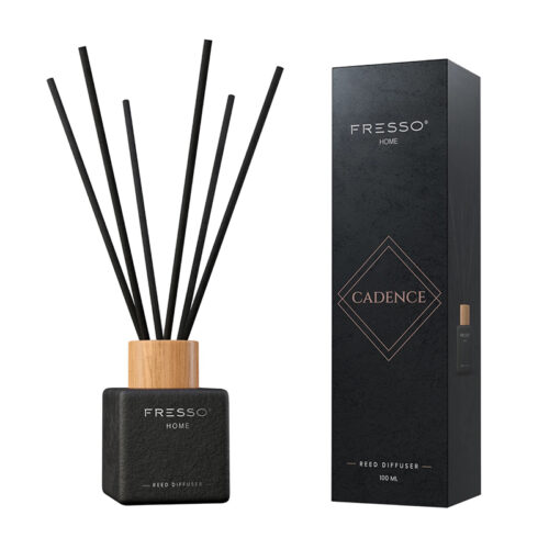 Fresso Fresso – Αρωματικό Χώρου με Στικ Cadence 100 ml Premium Home Reed Diffuser με FlowScent, Μαύρο Γυάλινο Μπουκάλι και Μαύρα Στικ από Fiberglass – 1 Τεμ. (390006/FRE)