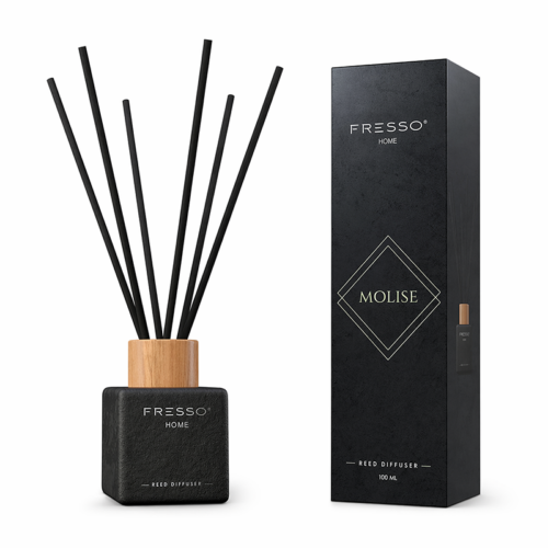 Fresso Fresso – Αρωματικό Χώρου με Στικ Molise 100 ml Premium Home Reed Diffuser με FlowScent, Μαύρο Γυάλινο Μπουκάλι και Μαύρα Στικ από Fiberglass – 1 Τεμ. (390020/FRE)