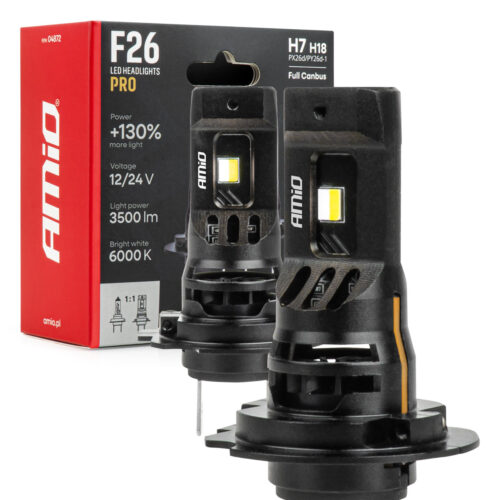 Amio AMiO – Λάμπες LED F26 Pro Series H7/H18 12/24V 68W 2900-3550lm 6.000K Full Can-Bus Plug&Play – 2 Τεμ. (04872/AM)