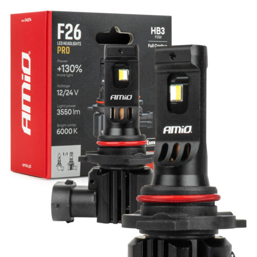 Amio AMiO – Λάμπες LED F26 Pro Series HB3 12/24V 68W 2900-3550lm 6.000K Full Can-Bus Plug&Play – 2 Τεμ. (04874/AM)