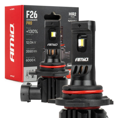 Amio AMiO – Λάμπες LED F26 Pro Series HIR2 9012 12/24V 68W 2900-3550lm 6.000K Full Can-Bus Plug&Play – 2 Τεμ. (04876/AM)