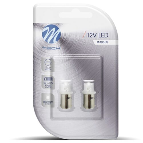 M-Tech T4W 12V 0,29W BA9s (ΜΙΝΙΟΝ) LED 1xFlux 8mm ΛΕΥΚΟ BLISTER 2ΤΕΜ. M-TECH